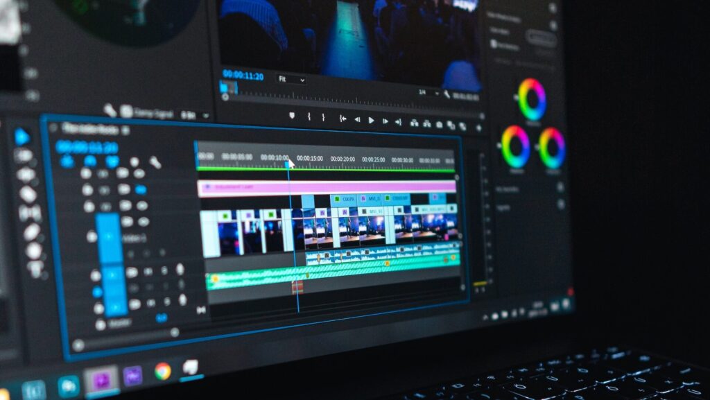 showing a computer screen with a video edit in progress